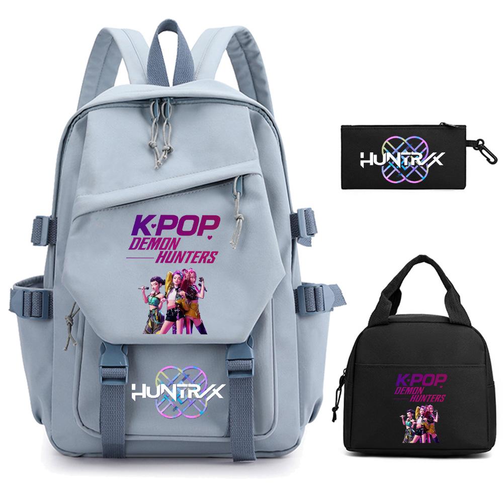 3 Stück/Set Anime Cartoon Kpop Dämonenjäger Bedruckter Rucksack für Teenager Kinder Schüler Große Kapazität Schultasche Mädchen Geschenk Damen Reisetasche Mochila