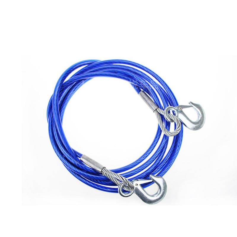 1Pcs 3-7 Tons Steel Wire Tow Ropd Traction Roping Trailer Pulls Rope With Hooks Car Tow Rope Auto Emergency Tools