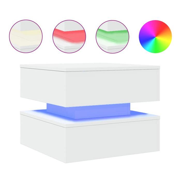 VidaXL Table Basse avec Lumières LED, Bout de Canapé, Table d'Appoint, Meuble de Salon Salle de Séjour Maison Intérieur, 839854