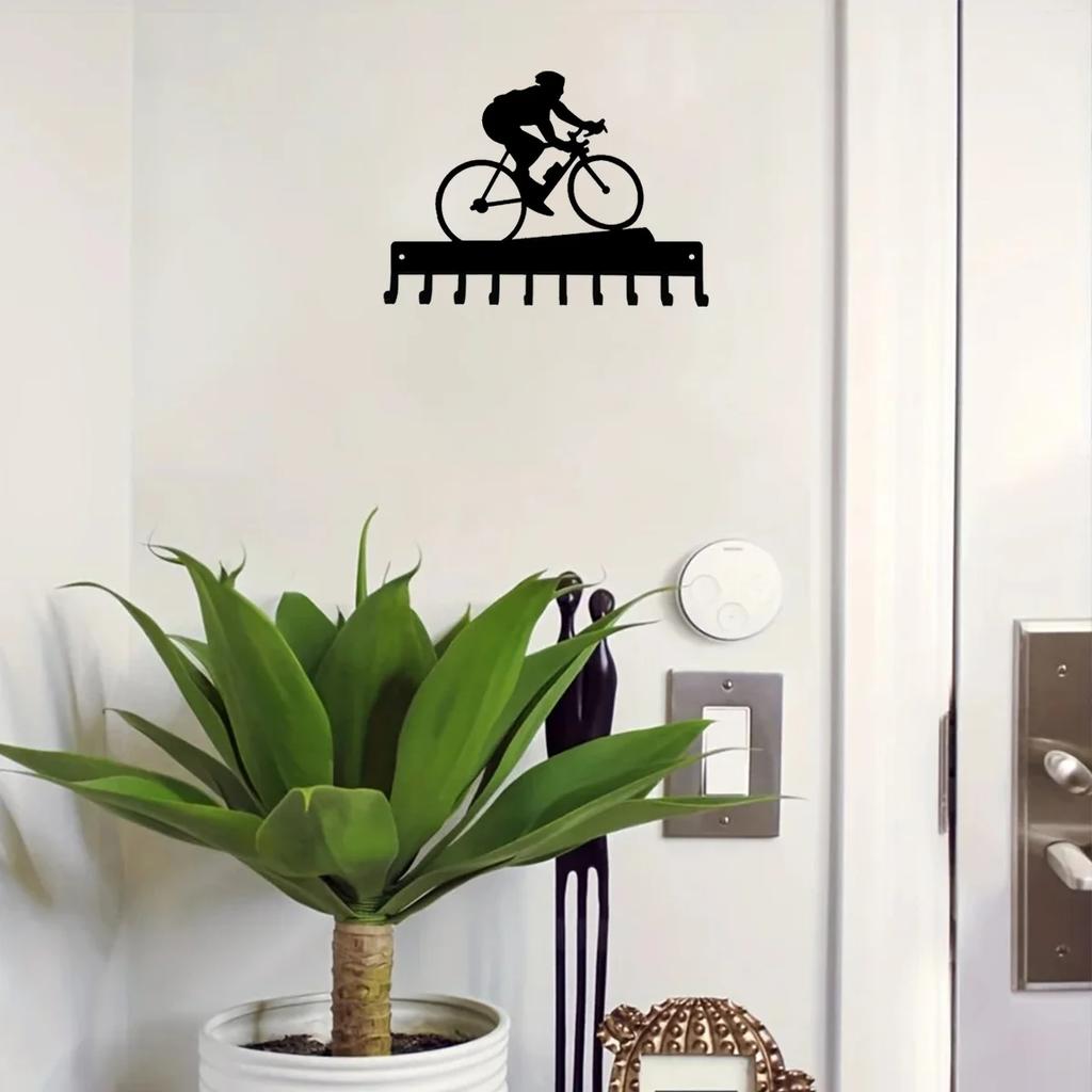 Věšák na cyklistické medaile s 10 háčky, kovový nástěnný dekor pro hrdé vystavování a organizaci vašich cyklistických úspěchů