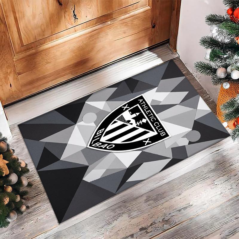 Athletic Bilbao Football Print Crystal Velvet Rug, Comfortable Water Absorbent Non Slip Indoor Floor Carpet