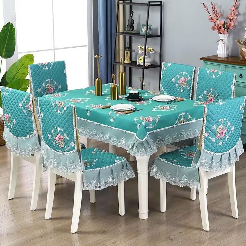 Temperament Lace Edge with Cotton Tablecloth High Grade Integrated Seat Cushion Solid Color Anti Slip Chair Cushion Backrest