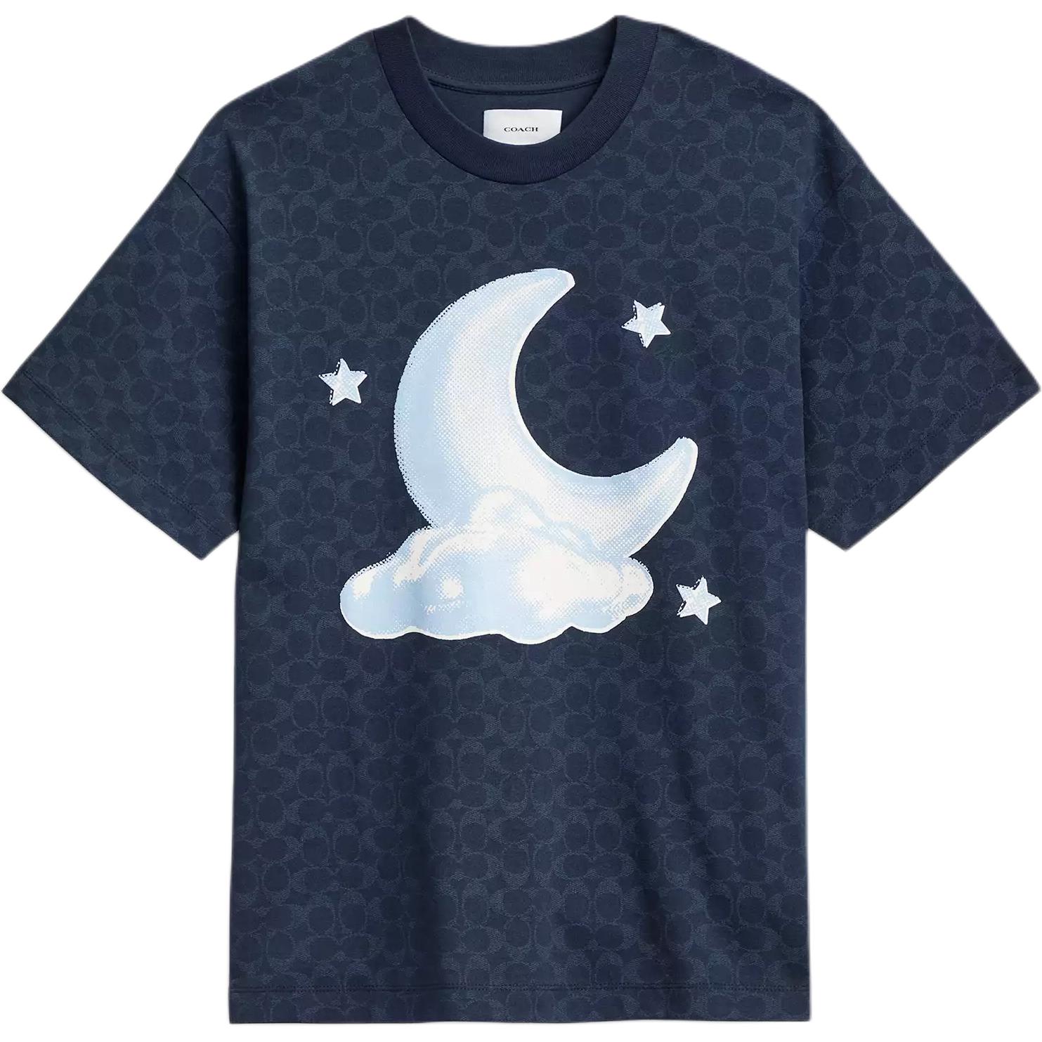 

Coach Signature Moon Relaxed T-Shirt In Organic Cotton Men T-Shirts Navy-Blue CY375-OGF L
