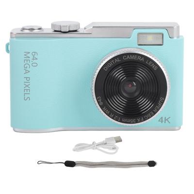 4K Digital Camera 64MP HD 2.4 Inch IPS Screen 16x Digital Zoom Compact Travel Camera with Built In