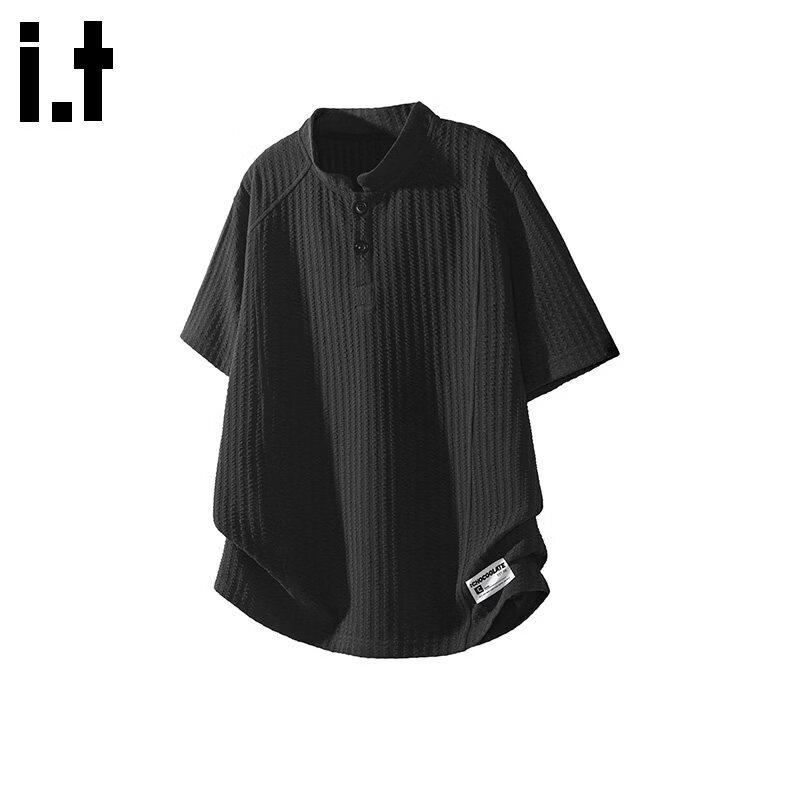 CHOCOOLATEit Men s Ice Silk Henley Short Sleeve T-Shirt L