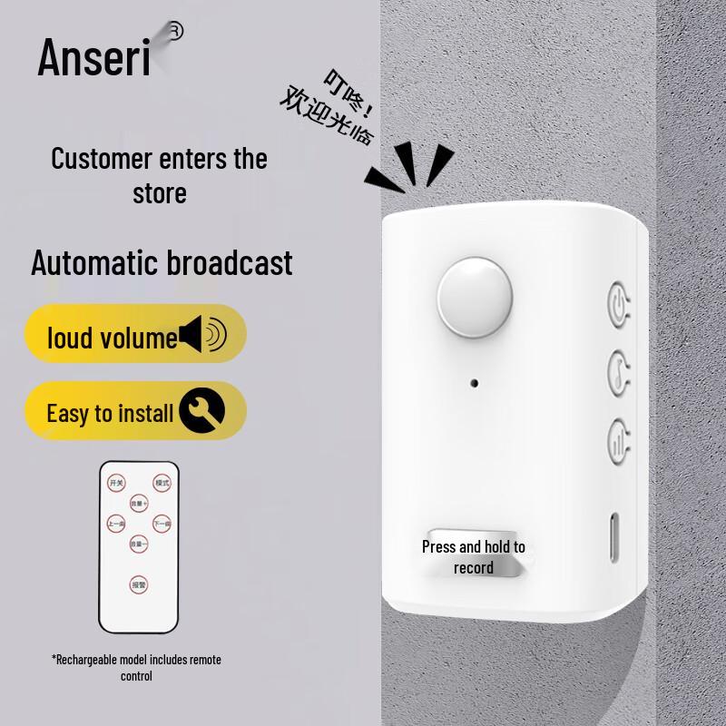 Rechargeable Motion Sensor Doorbell with Voice Reminder