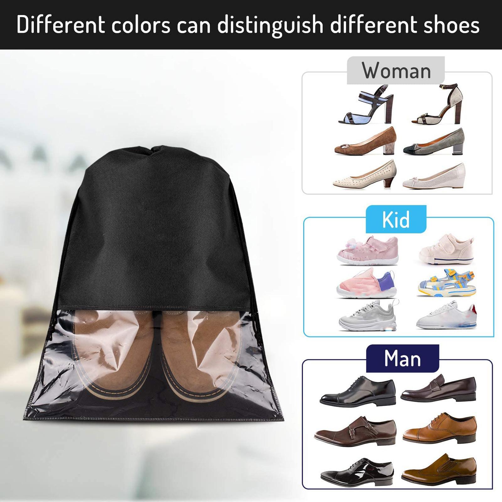 Travel Shoe Bags Large Shoe Storage Bag Portable Drawstring With Clear Window