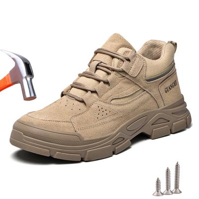 Work Safety Shoes Men Steel Toe Anti-puncture Indestructible Safety Boots Kevlar Insole Suede Leather Upper Work Sneakers