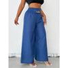 Women Fashion Vintage High Waist Loose Wide Leg Casual Long Pants
