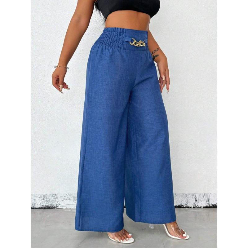 Women Fashion Vintage High Waist Loose Wide Leg Casual Long Pants