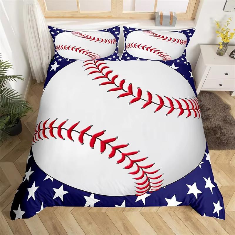 Young Boys Basebal Soft Duvet Cover Tens Sports Theme Beding Set Microfiber 3D Basebal Bat Gloves Warm Comforter Cover Twin King Quen Sized Dimensions