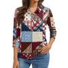 Damenmode Lässig Revers Kurz 3/4 Ärmel Print Hemd Damen Knopfleiste Oberteile
