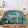 1pc Luxury Winter Forest Deer Quilt - Turquoise Green & White All-Season Bedspread, Ultra-Soft Breathable Comforter with Deer