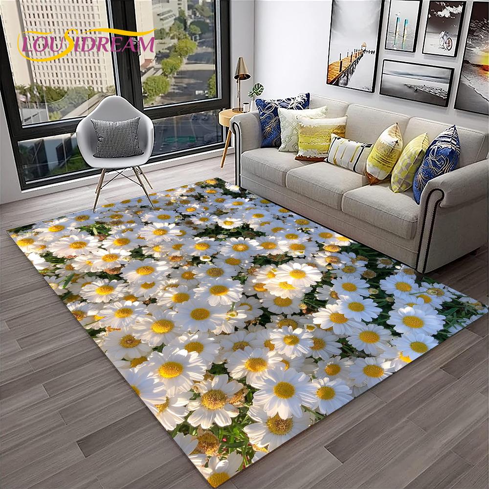 Daisy Nordic Sun Flowers  Carpet Rug for Home Living Room Bedroom Sofa Doormat Decor,kids Play Area Rug Floor Mat