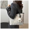 Simple Solid Color Tote Bag Women Large Capacity Faux Leather Shoulder Handbag Urban Commuter Bucket Purse