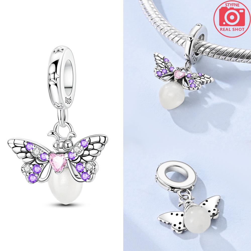 Charms Copper Original Luminous Firefly Pink Cat Little Bear Heart Beads Fit Bracelet Women Jewelry Making Diy Accessories