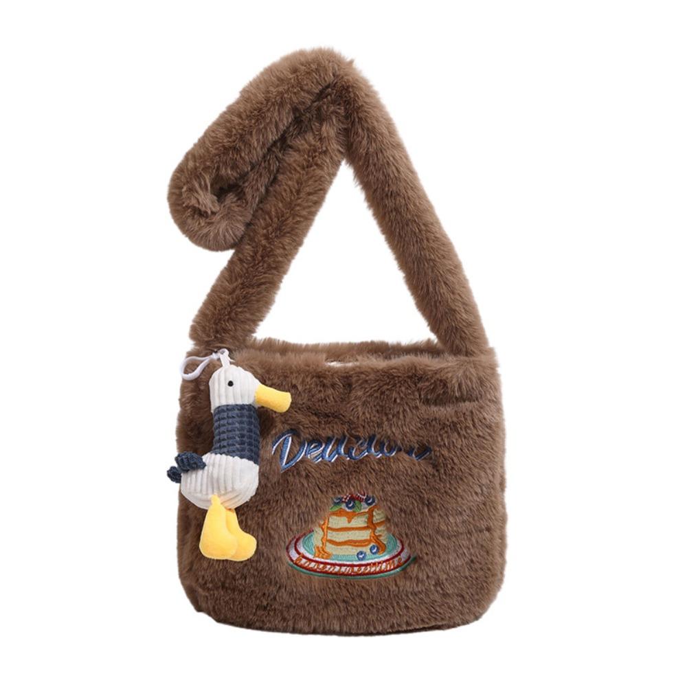 Dojíždění Plyšová Taška přes Rameno Roztomilá Taška do Podpaží Měkká Donut Vyšívaná Crossbody Taška Dámská