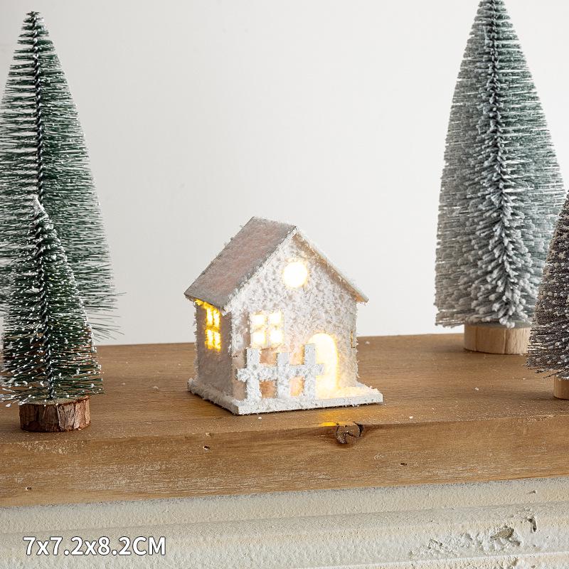 Festive Luminous Wooden House Ornament for Christmas Tree and Fireplace Decor