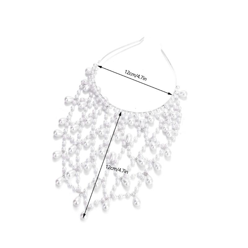 Women Hairband Pearls Hair Jewelry Bridal Modern Blingbling Tassels Pearls for Bride Wedding Party Head Cluster