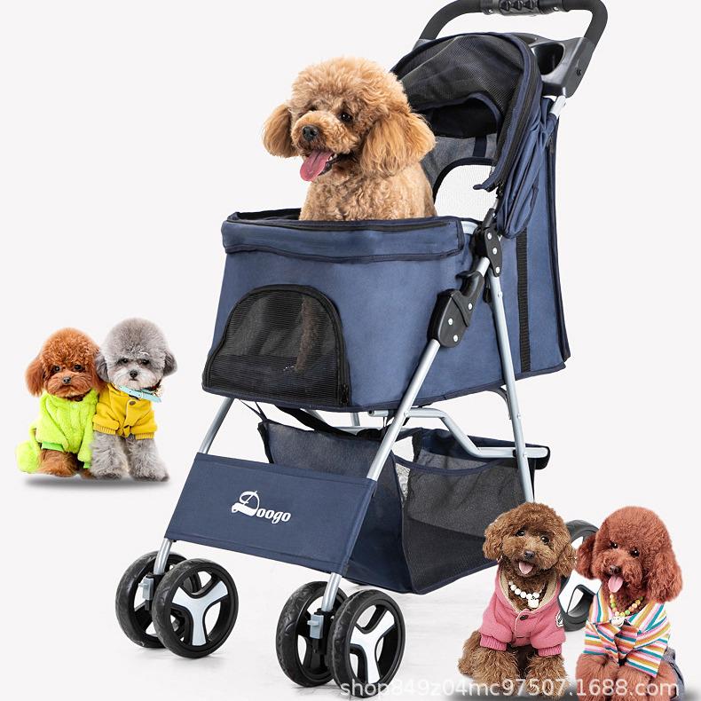Foldable Lightweight Pet Stroller for Cats and Dogs - Four-Wheeled Design