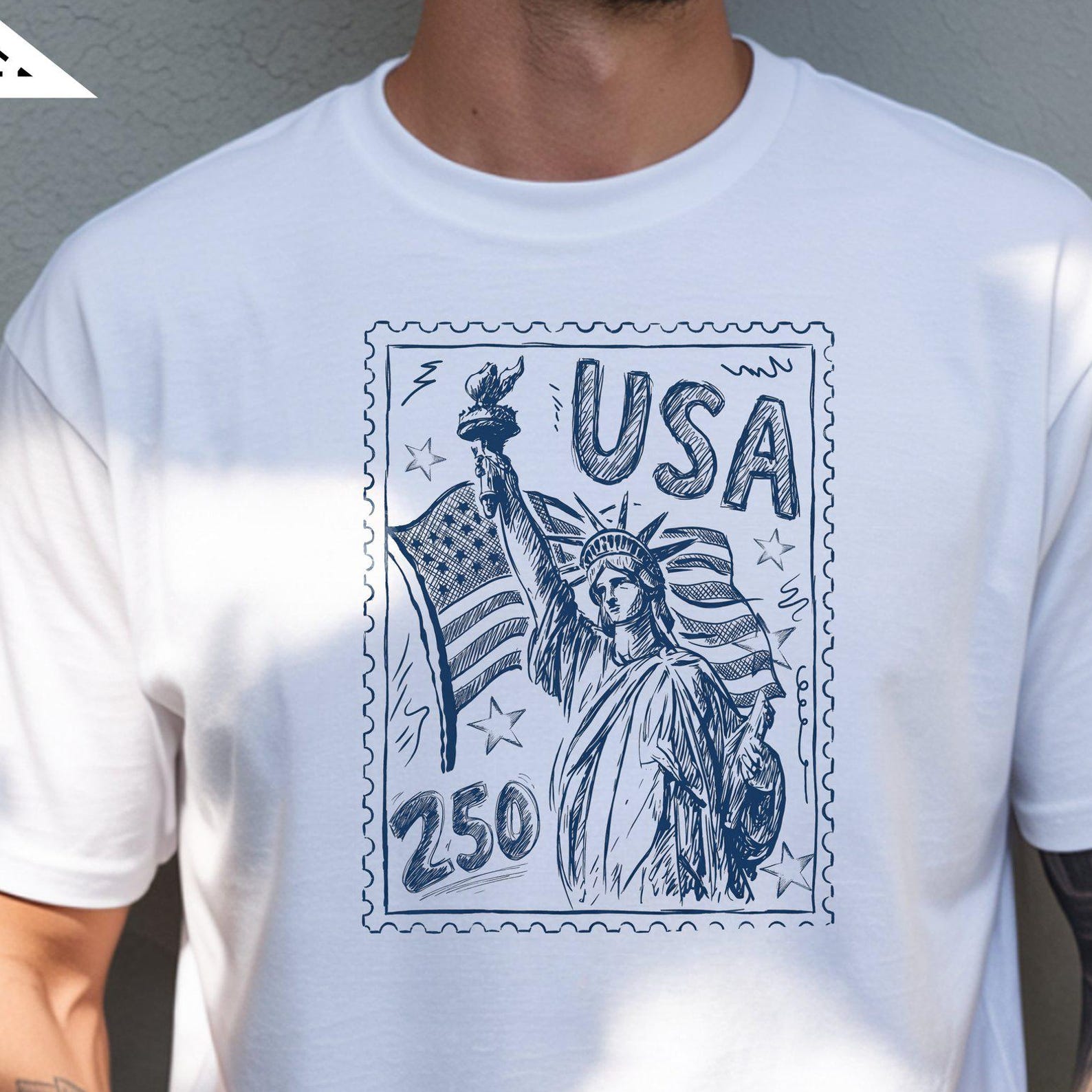 Statue of Liberty Stamp Graphic Tee, USA Freedom Summer Top, Comfort Colors® Unisex Patriotic shirt M