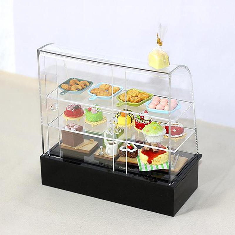 1:12 Miniature Cake Counter Wooden Showcase Cabinet Dollhouse Fruniture Decor