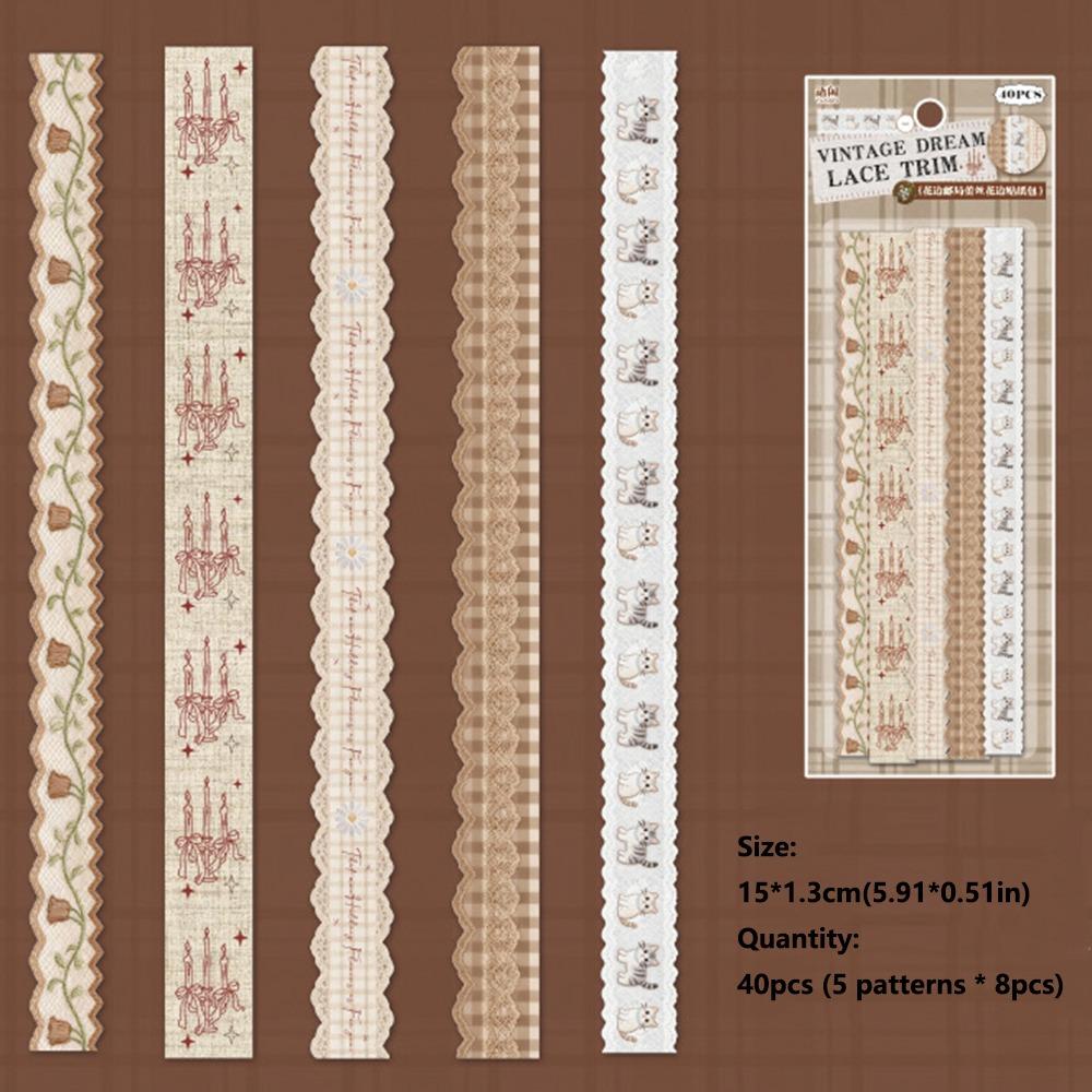 

40sheets/1pack Kawaii Scrapbook Stickers Retro Lace Post Office DIY Journal Stickers Exquisite DIY Decoration