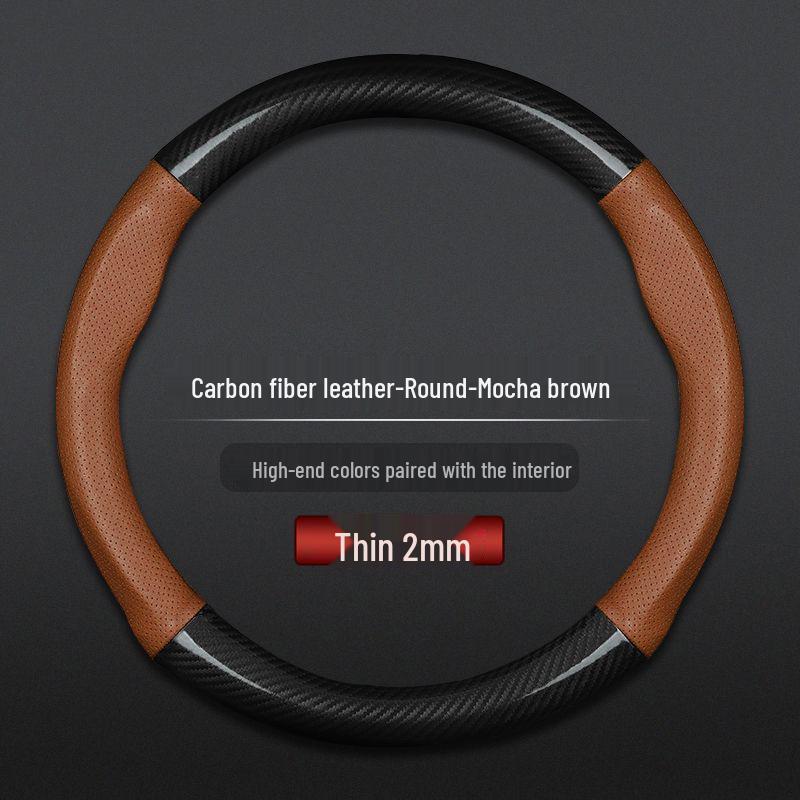 Stylish Breathable Carbon Fiber Steering Wheel Cover with D-Type Design