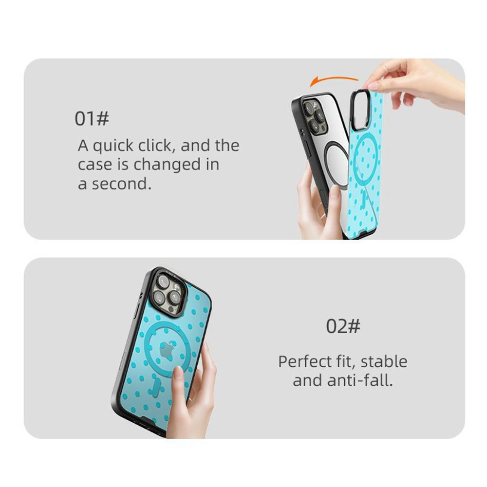 CASEEVO For iPhone 14 Pro Max Case Compatible with MagSafe TPU Acrylic Cover with Interchangeable Dots Backplate