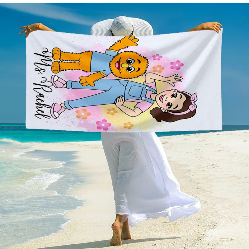 Ultra-Soft Beach Towel with Ms. Rachel Theme,Ideal for Pool - Camping, Diving - Perfect Travel Essential, Vibrant Beach Towel.