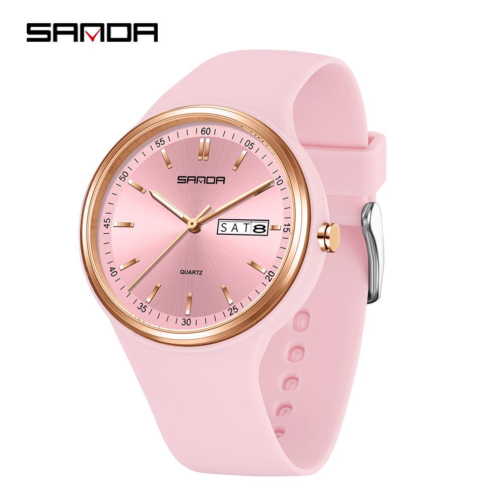 SANDA Student Quartz Wristwatch: Fashionable, Simple, Luminous, Waterproof, Versatile, Double Calendar