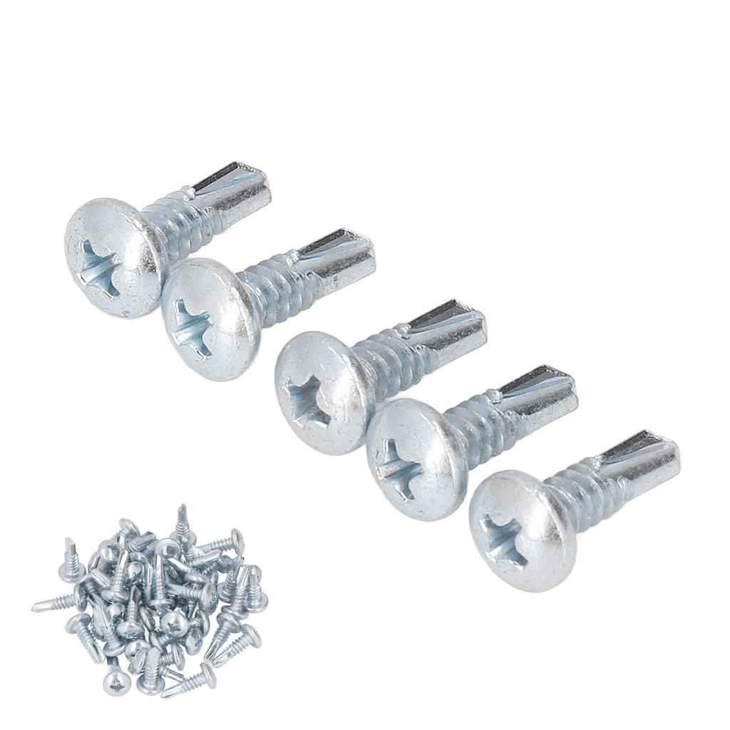 Selbstbohrende Kreuzschrauben, 4,8 x 16 mm, Kohlenstoffstahl, verzinkt, rostfrei, Bohrschrauben für Zuhause, 50 Stück