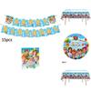 Cartoon Birthday Party Decoration Pack With Paper Dishware And Festive Flags For Kids Event
