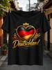 Deutschland Ein Herz Ein Land Ein Stolz Lettering With FlAg Heart Brandenburg Gate And Gold Laurel Unisex All TShirt
