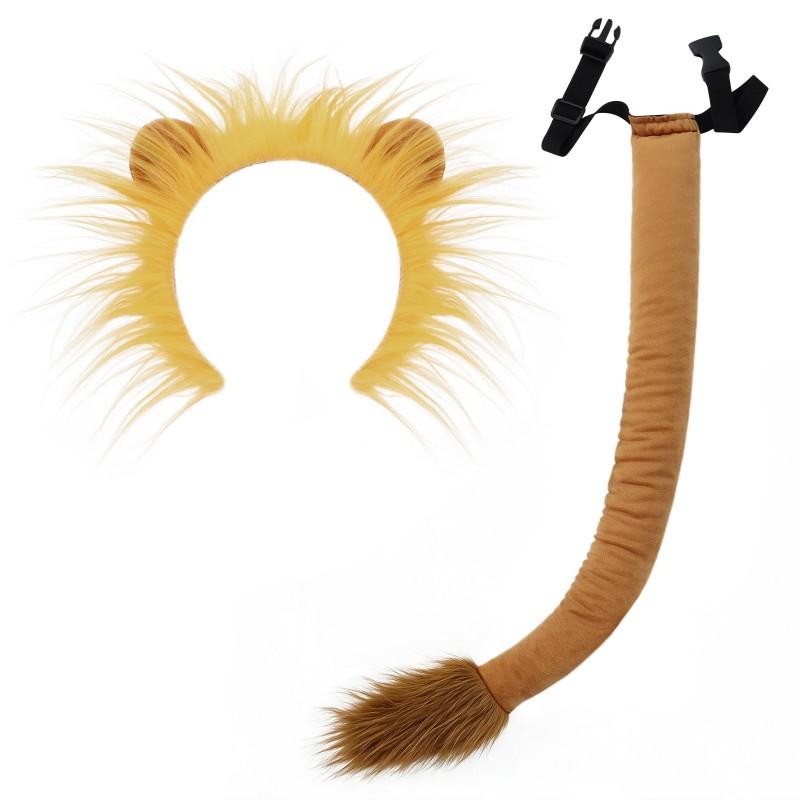 Animal Costume Set Halloween Cosplay Adult Furry Tiger Lion Zebra Giraffe Ears Tail Headband Accessory