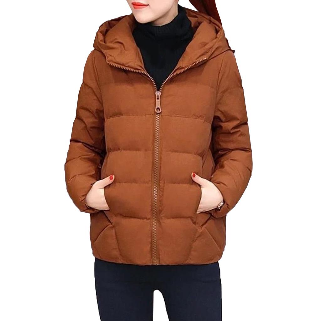 Fashionable Solid Color Women's Casual Thickened Winter Slim Fit Cotton Jacket
