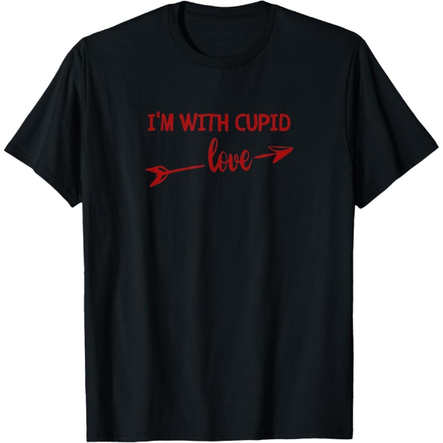 Red Valentine s Day I m With Cupid Love Arrow T-Shirt S