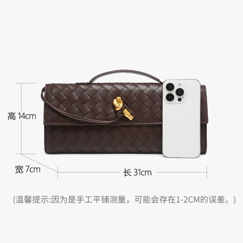 Handwoven Bag Soft Leather Lock Dinner Bag Medieval Baguette Bag Long Fashion