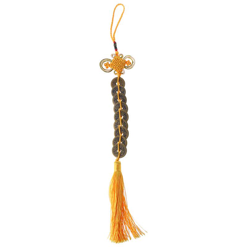 Chinese Knot Feng Shui Lucky Wealth 3/6/8/9/10 Coins For Home Car Hanging Tassel #314
