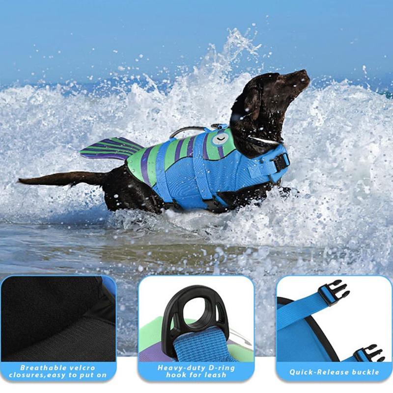 Pet Dog Life Jacket Enhanced Buoyancy Small Dogs Swimming Clothes Safety Vest with Handle for Medium Large Dog Surfing Costume