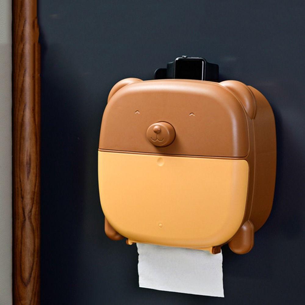 

Wall Mounted Toilet Paper Holder Plastic Tissue Storage Box Cartoon Toilet Roll Paper Box Bathroom