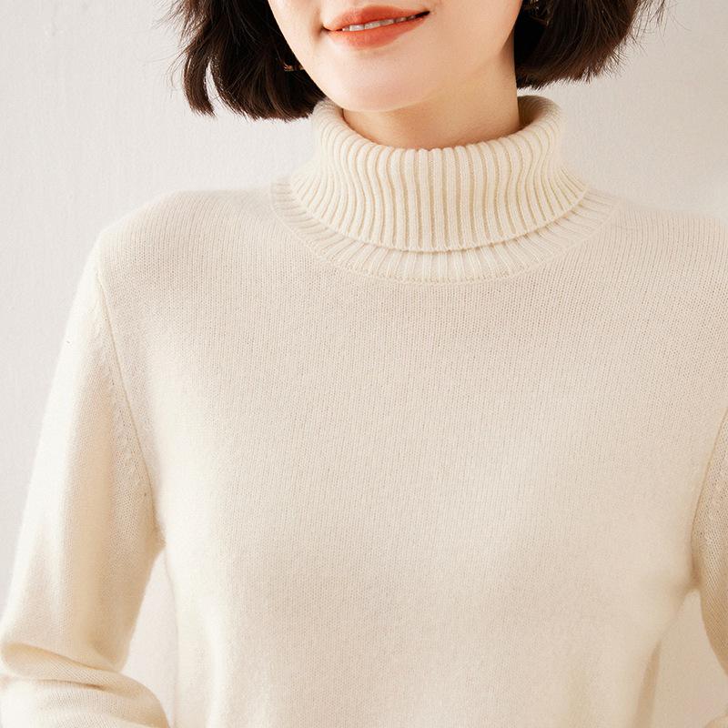 2025 Fall/Winter Cashmere High-Neck Seven-Stitch Thick Slimming Long-Sleeve Knit Base Layer Sweater