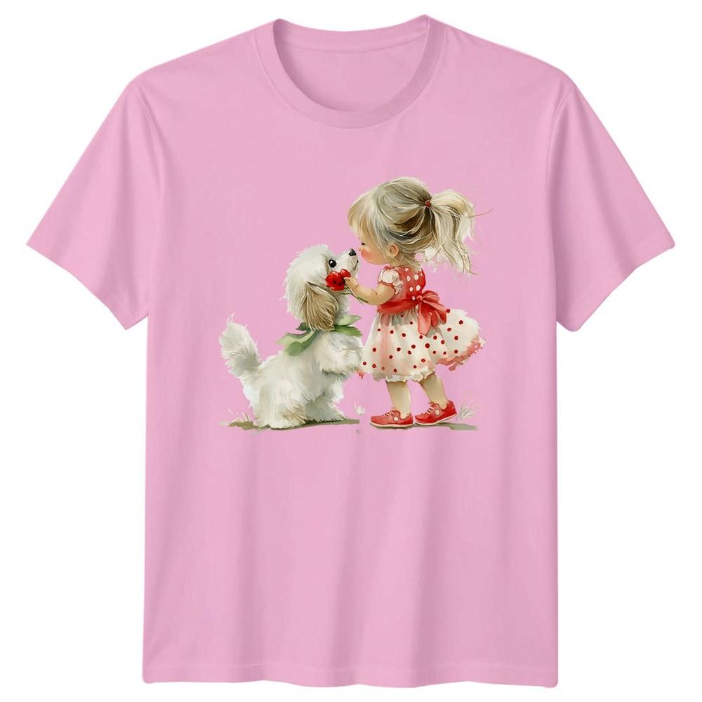 Girl Dog Friendship Children Dogs Unisexs Unisexs Graphic Tee Cute Animals Gift