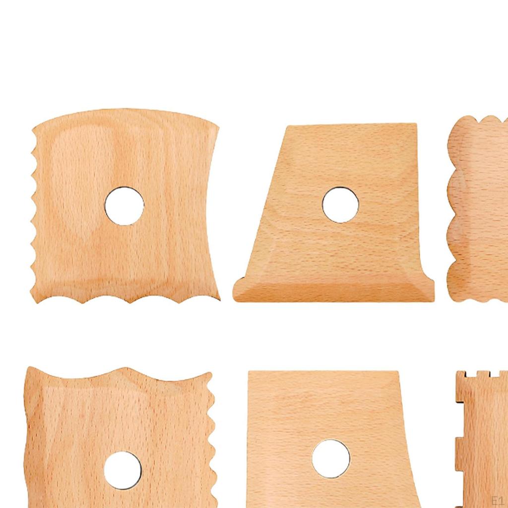 6Pcs Pottery Tools Clay Ribs Engraving Modeling Durable Wooden Foot Shaper for