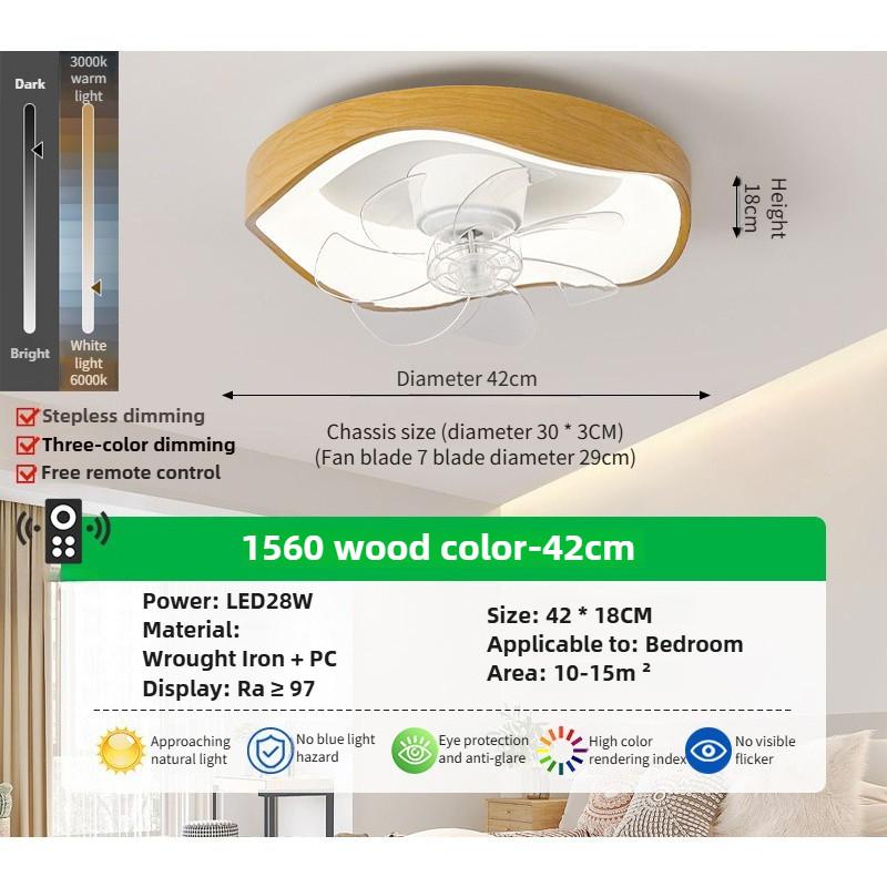 Japanese Style Moving Head Fan Light Simple Retro Bedroom Ceiling Light With Fan 6-speed Adjustable Children's Room Fan Lamp