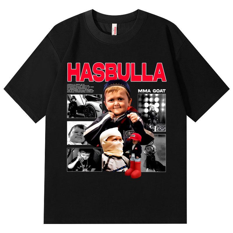 Hasbulla Mini Khabib Koszulki Graficzne Trend Mody High Street Koszulki z Krótkim Rękawem Unisex Unisex Casual Luźne Koszulka 100% Bawełna