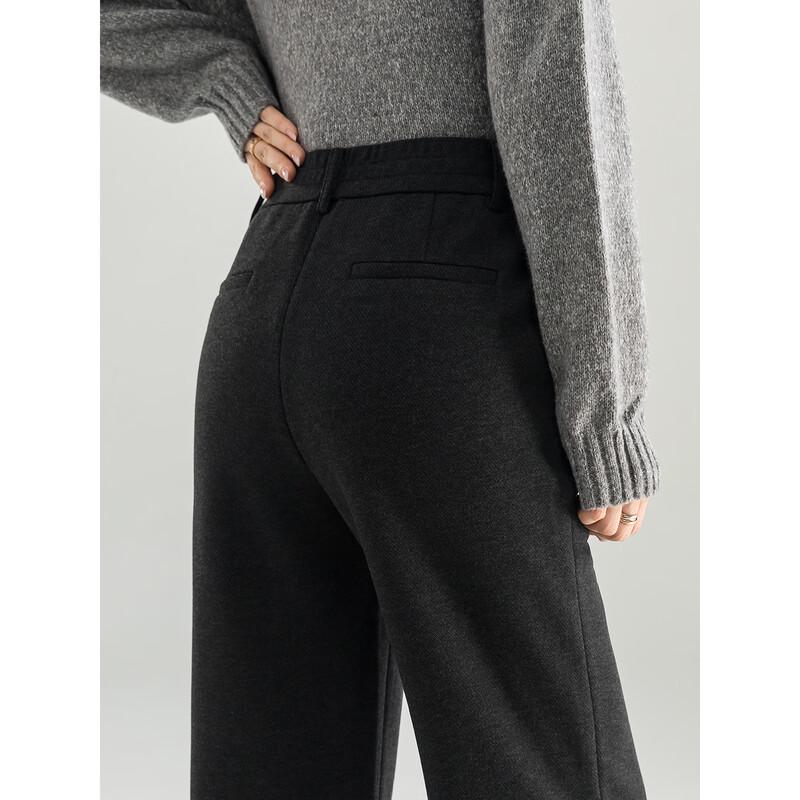Women's Petite High-Waist Wool Blend Cropped Wide-Leg Pants