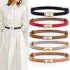 PU Waist Belts with Alloy Buckle Thin Adjustable Waist Belt Universal Woman Dresses Skirt Coat No Hole Design Waistband