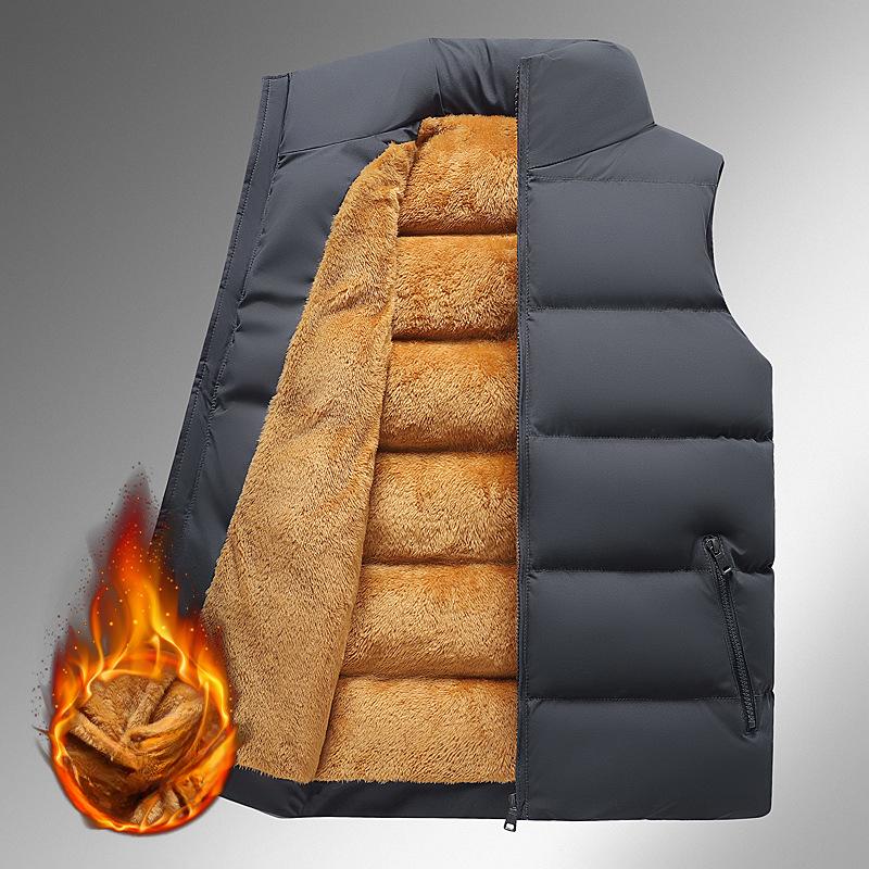 Men's Autumn and Winter Velvet Vest Teen Students Thickened Thermal Casual Thermal Stand-up Collar Vest