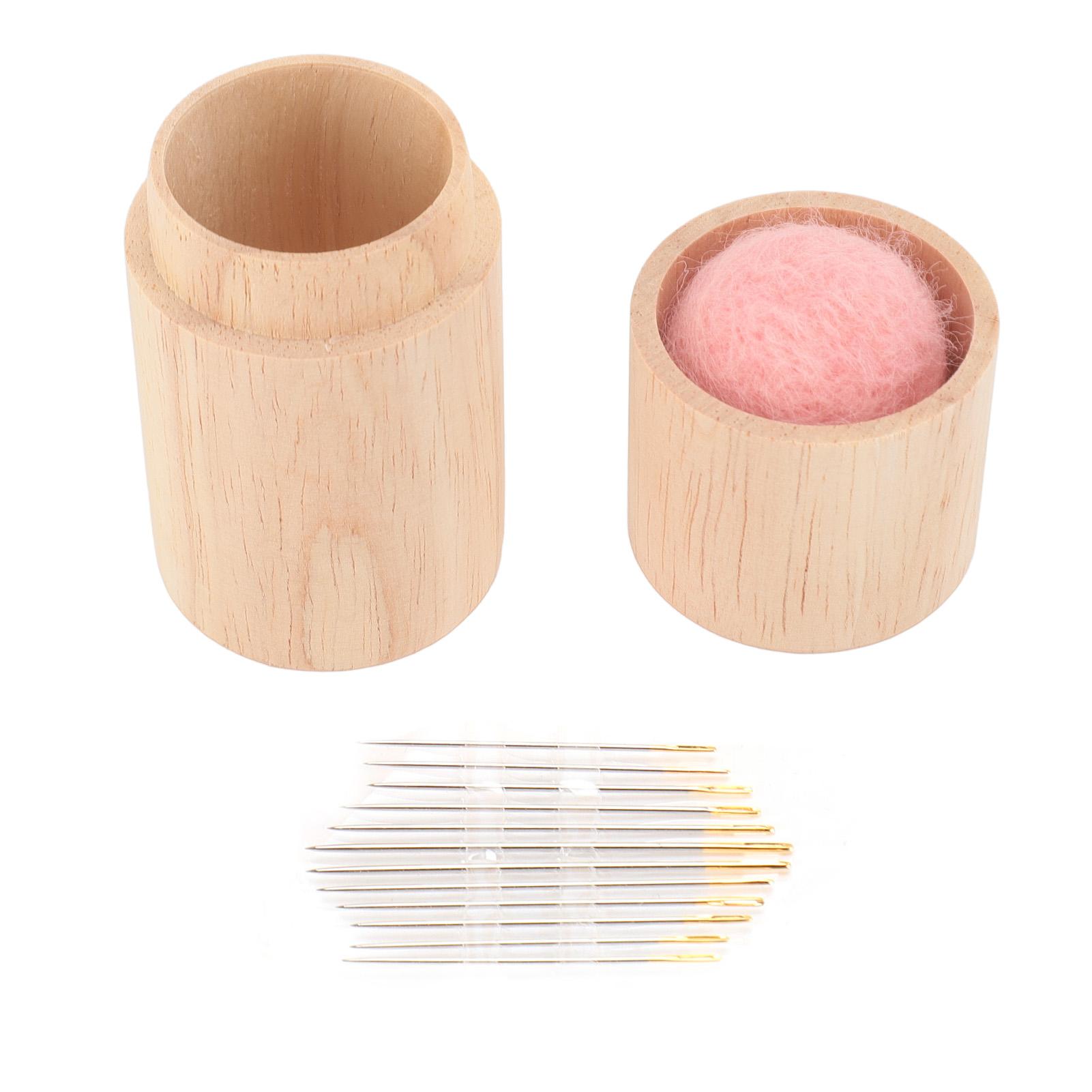 

Pin Cushion Wooden Sewing Needle Holder Large Capacity Multifunction Portable Needle Pin Cushion with Embroidery Needles рожевий